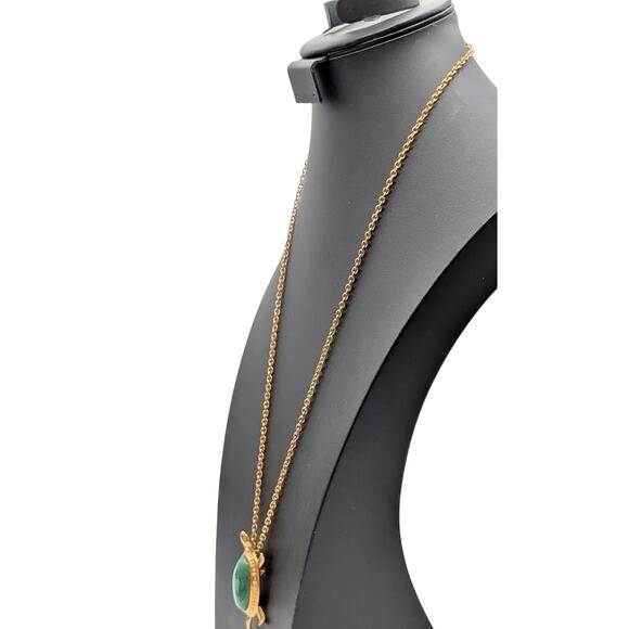 Vintage Avon 1980 Gold Tone Turtle Brooch/Pendant 28" Chain Necklace - Picture 3 of 10